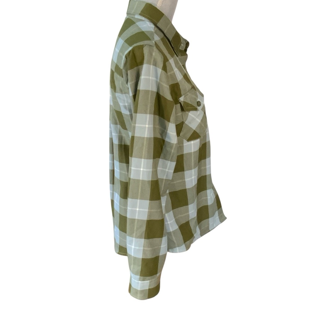 DIXXON Flannel Shirt Womens Medium Green Plaid Astoria Form Function Long Sleeve - Picture 2 of 14
